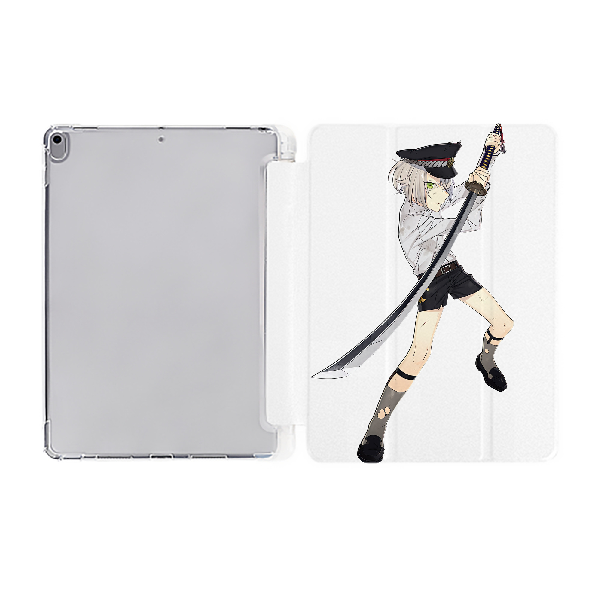 （画像用） 刀剣乱舞 Touken Ranbu IPad ケース ペン収納付き 三つ折りスタンド PUレザー×シリコン 対応機種9.5/10.5/10.9インチ